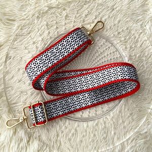 Stylish Red and Black Patterned Bag Strap